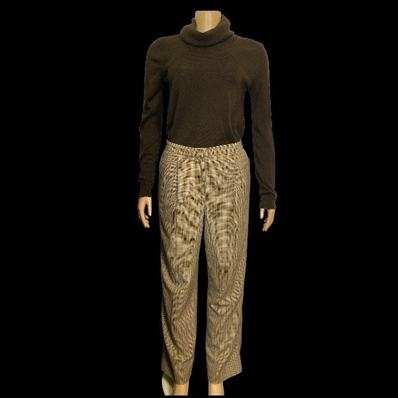 Vintage 90s Liz Claiborne Trousers Kylie Plaid Pleated Brown & Tan Pants Size 6 - Picture 16 of 16